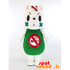 Rosa kaninmaskot med ett vitt förkläde - Spotsound maskot