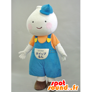 Witte sneeuwman mascotte hoofd met teardrop - MASFR28265 - Yuru-Chara Japanse Mascottes