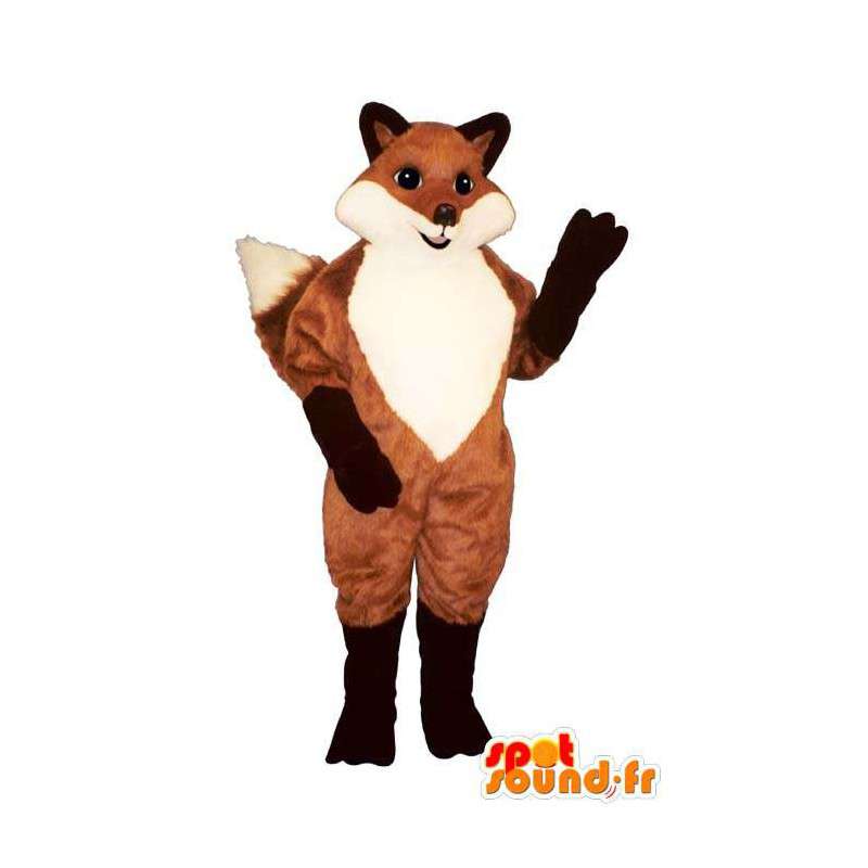 Orange fox maskot, svart og hvitt - MASFR007177 - Fox Maskoter