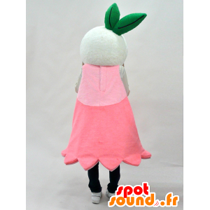 Mascot rosa e flor branca com uma folha verde - MASFR28268 - Yuru-Chara Mascotes japoneses