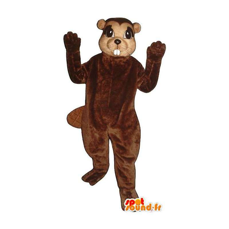 Mascot brown beaver with big teeth - MASFR007178 - Beaver mascots