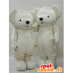 2 blancos mascotas oso de peluche, totalmente personalizable - MASFR28277 - Yuru-Chara mascotas japonesas