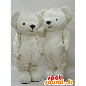 2 maskotteja valkoinen nallekarhu, täysin muokattavissa - MASFR28277 - Mascottes Yuru-Chara Japonaises