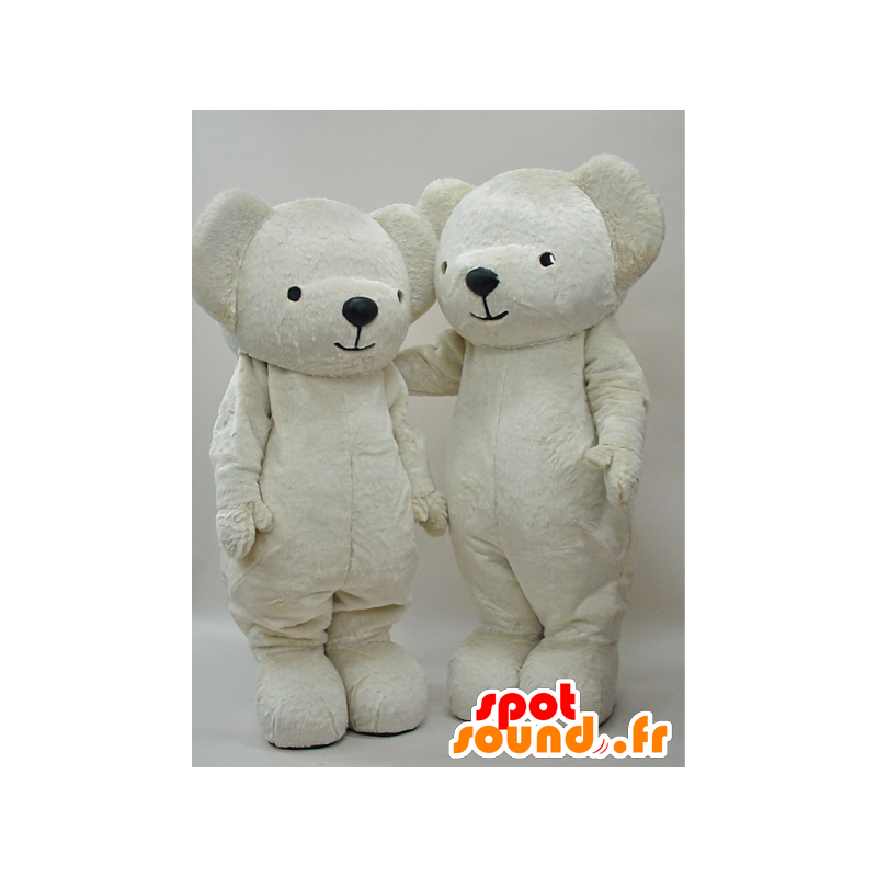 2 blancos mascotas oso de peluche, totalmente personalizable - MASFR28277 - Yuru-Chara mascotas japonesas