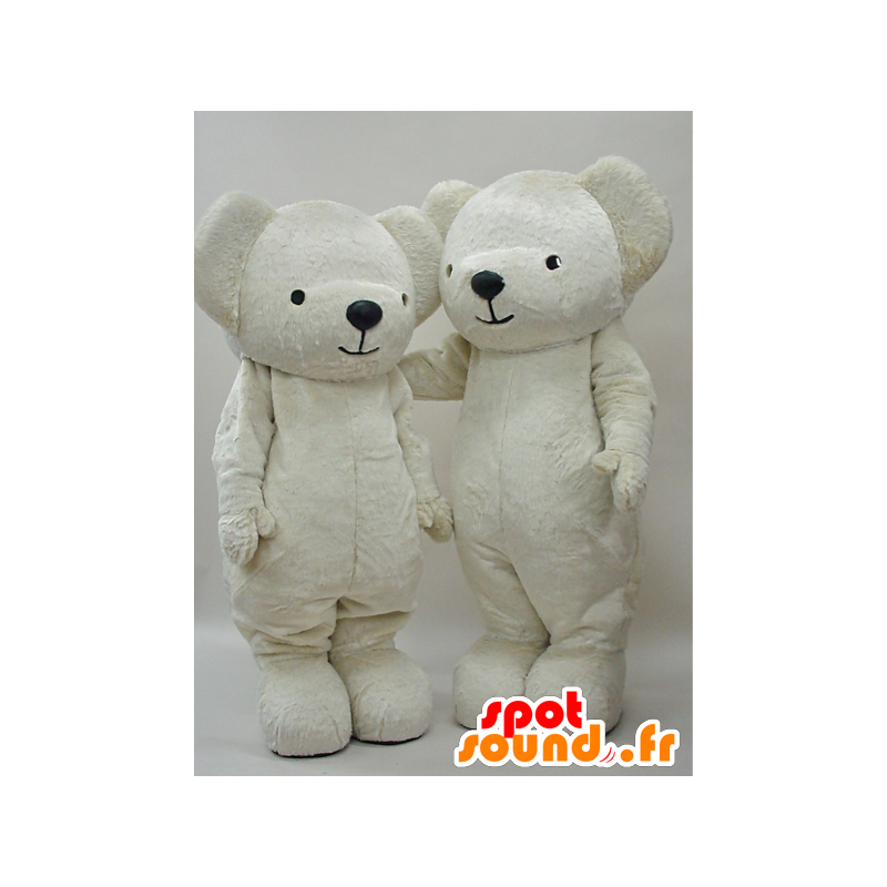 2 weißen Teddybären Maskottchen, völlig kunden - MASFR28277 - Yuru-Chara japanischen Maskottchen