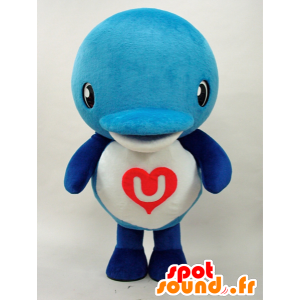 Striped dolphin mascot with a heart - MASFR28278 - Yuru-Chara Japanese mascots