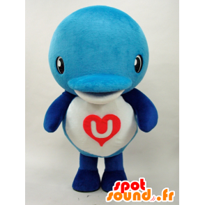 Striped dolphin mascot with a heart - MASFR28278 - Yuru-Chara Japanese mascots