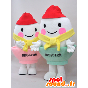 Kometchi mascots. 2 mascots of eggs in egg cups - MASFR28279 - Yuru-Chara Japanese mascots