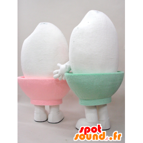 Mascottes de Kometchi. 2 mascottes d'œufs dans des coquetiers - MASFR28279 - Mascottes Yuru-Chara Japonaises