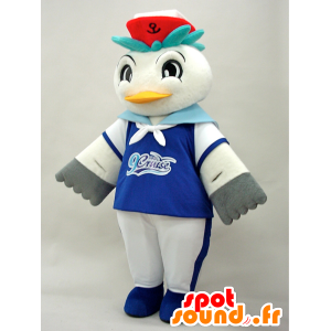 Mascotte de mouette blanche et grise en tenue de matelot - MASFR28280 - Mascottes Yuru-Chara Japonaises