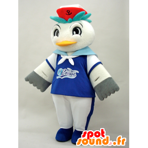 Bianco mascotte grigio gabbiano e una attrezzatura del marinaio - MASFR28280 - Yuru-Chara mascotte giapponese