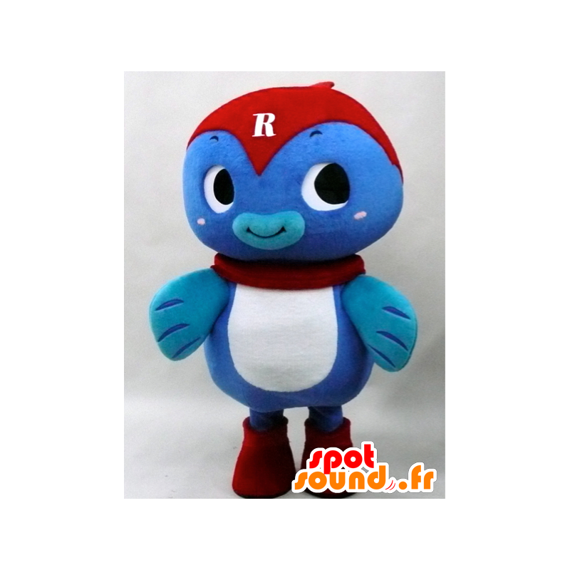 Ranger maskot. Blå och röd fiskmaskot - Spotsound maskot