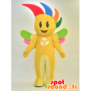 Yellow snowman mascot smiling with colored hair - MASFR28289 - Yuru-Chara Japanese mascots