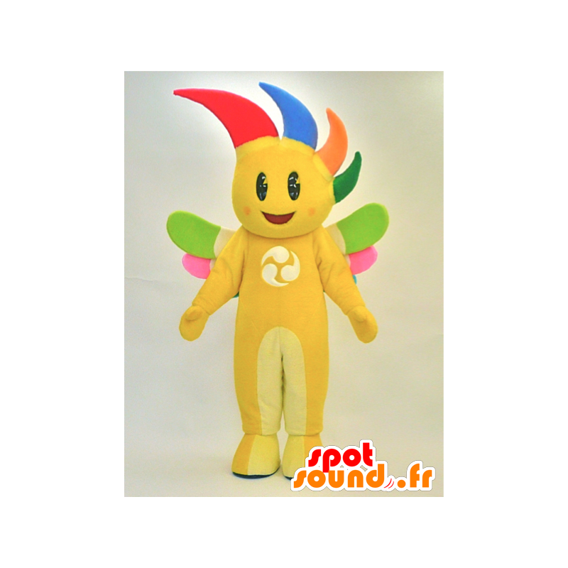 Mascote do boneco de neve amarelo de sorriso com cabelo colorido - MASFR28289 - Yuru-Chara Mascotes japoneses