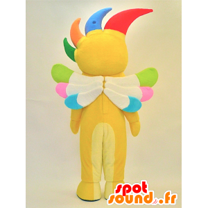 Mascotte de bonhomme jaune souriant avec les cheveux colorés - MASFR28289 - Mascottes Yuru-Chara Japonaises
