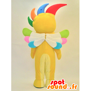 Giallo pupazzo mascotte sorridente con i capelli colorati - MASFR28289 - Yuru-Chara mascotte giapponese