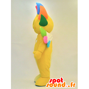 Giallo pupazzo mascotte sorridente con i capelli colorati - MASFR28289 - Yuru-Chara mascotte giapponese