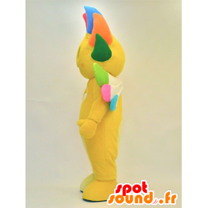 Mascote do boneco de neve amarelo de sorriso com cabelo colorido - MASFR28289 - Yuru-Chara Mascotes japoneses