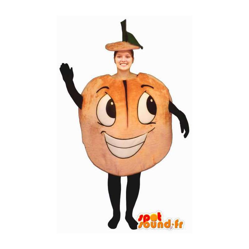 Mascote de damasco gigante. terno de pesca - MASFR007184 - frutas Mascot