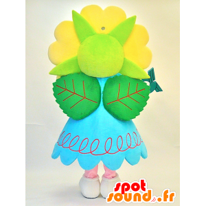 Mascot Mina. gele bloem Mascot met een blauwe jurk - MASFR28292 - Yuru-Chara Japanse Mascottes