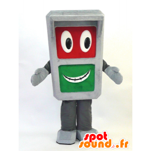 Mascotte de Signal-chan. Mascotte de radar gris rouge et vert - MASFR28293 - Mascottes Yuru-Chara Japonaises