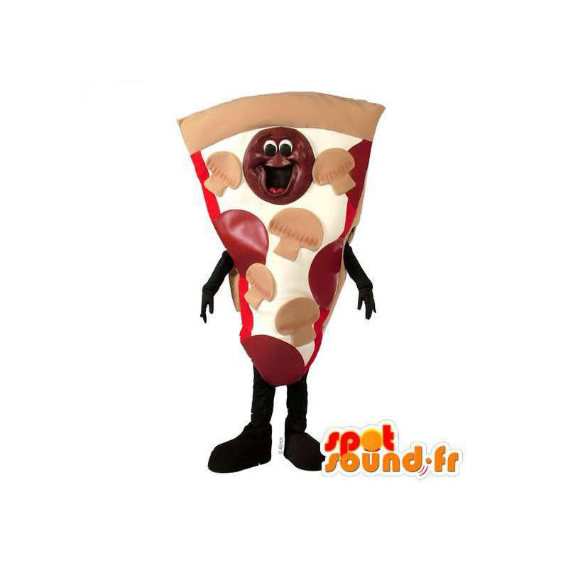 Mascot tegen gigantische pizza. Pizza Costume - MASFR007185 - Pizza Mascottes