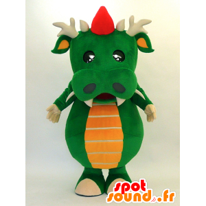 Green dragon mascot, red and orange, very successful - MASFR28297 - Yuru-Chara Japanese mascots