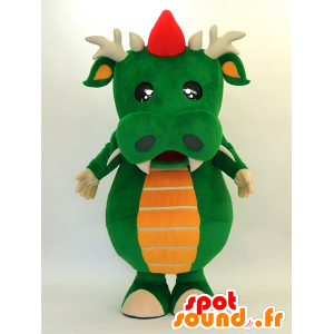 Zelený drak maskot, červené a oranžové, velmi úspěšný - MASFR28297 - Yuru-Chara japonské Maskoti