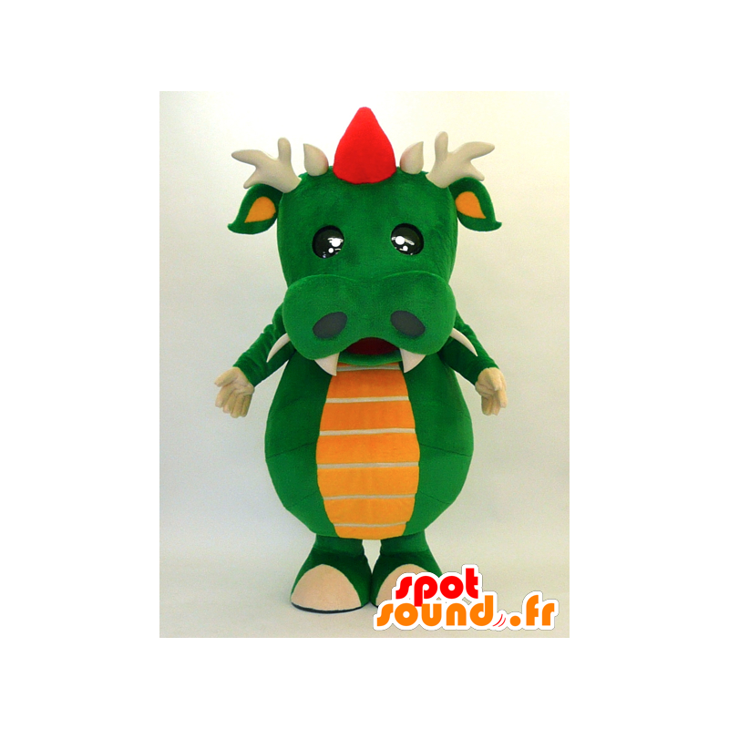 Drago verde mascotte, rosso e arancio, di grande successo - MASFR28297 - Yuru-Chara mascotte giapponese