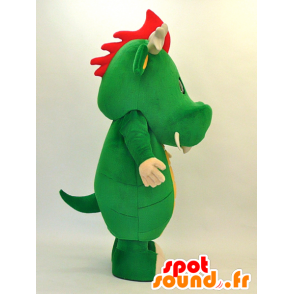 Green dragon mascot, red and orange, very successful - MASFR28297 - Yuru-Chara Japanese mascots