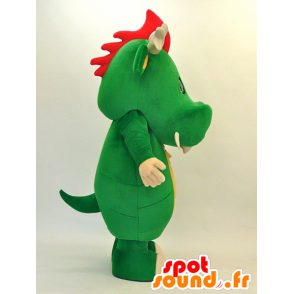 Groene draak mascotte, rood en oranje, zeer succesvol - MASFR28297 - Yuru-Chara Japanse Mascottes