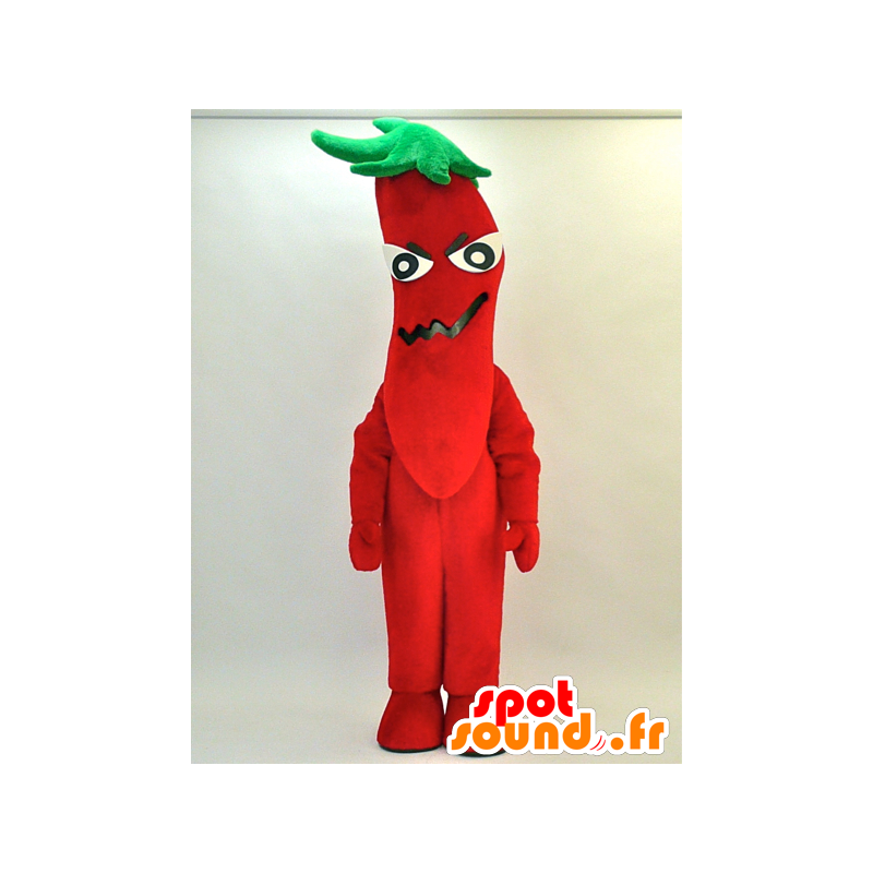 Togarashi Monjiro maskot. Röd och grön peppar maskot -