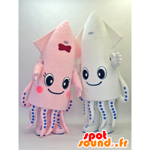 Ken-chan och Saki-chan maskotar. 2 bläckfiskmaskoter -