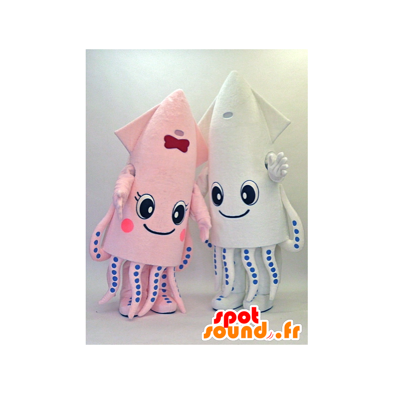Ken-chan och Saki-chan maskotar. 2 bläckfiskmaskoter -