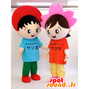 2 maskotteja lasta, poika ja tyttö - MASFR28304 - Mascottes Yuru-Chara Japonaises