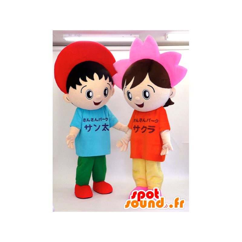 2 maskotteja lasta, poika ja tyttö - MASFR28304 - Mascottes Yuru-Chara Japonaises