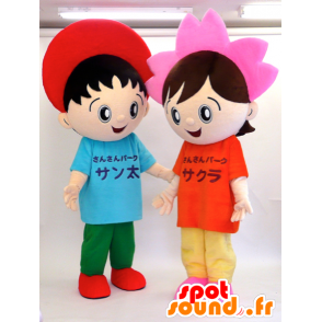 2 mascottes voor kinderen, een jongen en een meisje - MASFR28304 - Yuru-Chara Japanse Mascottes