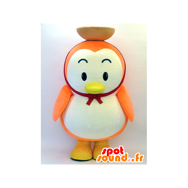 KamanoSuke maskot. Orange och vit pingvinmaskot - Spotsound