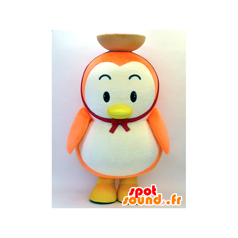 かまのすけマスコット。オレンジと白のペンギンのマスコット-MASFR28306-日本のゆるキャラのマスコット