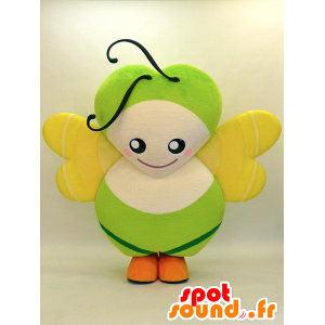 Groene vlinder mascotte, beige en geel, zeer origineel - MASFR28307 - Yuru-Chara Japanse Mascottes