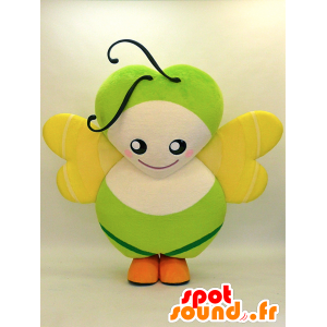 Grønn sommerfugl maskot, beige og gul, veldig originalt - MASFR28307 - Yuru-Chara japanske Mascots