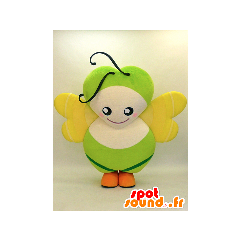 Groene vlinder mascotte, beige en geel, zeer origineel - MASFR28307 - Yuru-Chara Japanse Mascottes