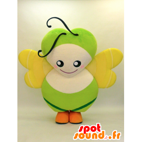 Mascotte de papillon vert, beige et jaune, très original - MASFR28307 - Mascottes Yuru-Chara Japonaises