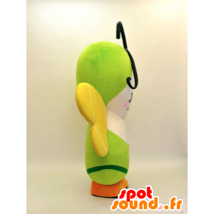 Green butterfly mascot, beige and yellow, very original - MASFR28307 - Yuru-Chara Japanese mascots