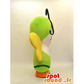 Groene vlinder mascotte, beige en geel, zeer origineel - MASFR28307 - Yuru-Chara Japanse Mascottes