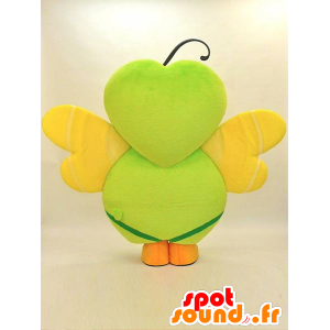 Green butterfly mascot, beige and yellow, very original - MASFR28307 - Yuru-Chara Japanese mascots