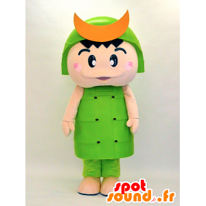 Kun Mascot Tsunuga. Samurai mascota verde y naranja - MASFR28308 - Yuru-Chara mascotas japonesas
