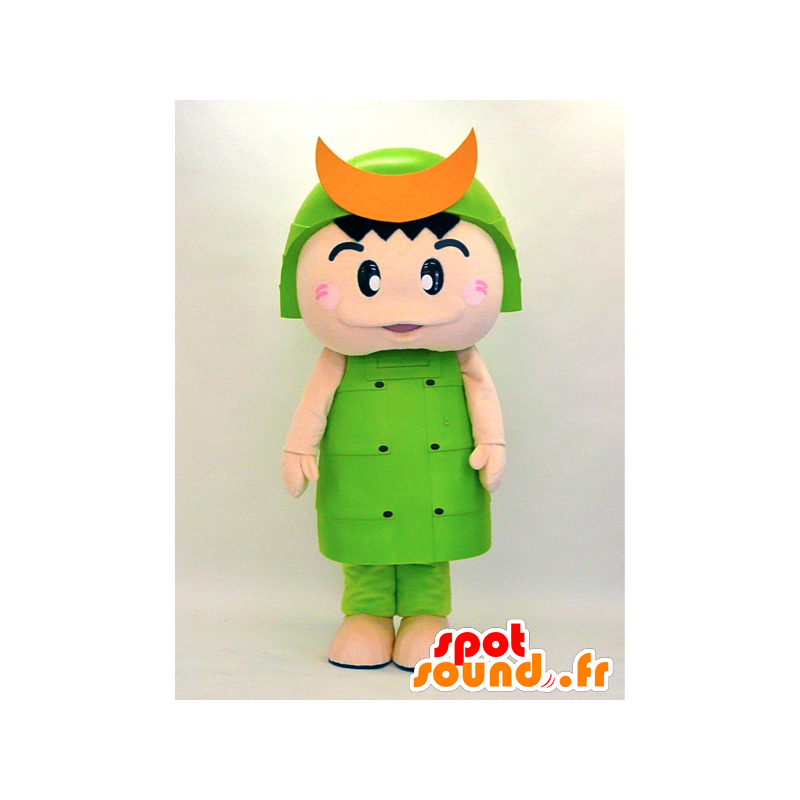 Mascot Tsunuga kun. vihreä ja oranssi maskotti samurai - MASFR28308 - Mascottes Yuru-Chara Japonaises