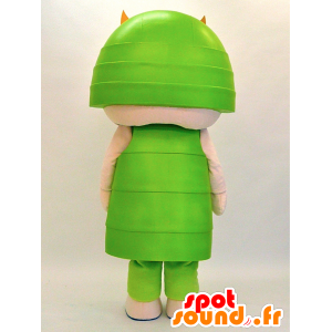 Mascotte de Tsunuga kun. Mascotte de samouraï vert et orange - MASFR28308 - Mascottes Yuru-Chara Japonaises