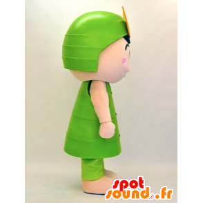 Mascotte Tsunuga kun. Verde e arancione mascotte samurai - MASFR28308 - Yuru-Chara mascotte giapponese